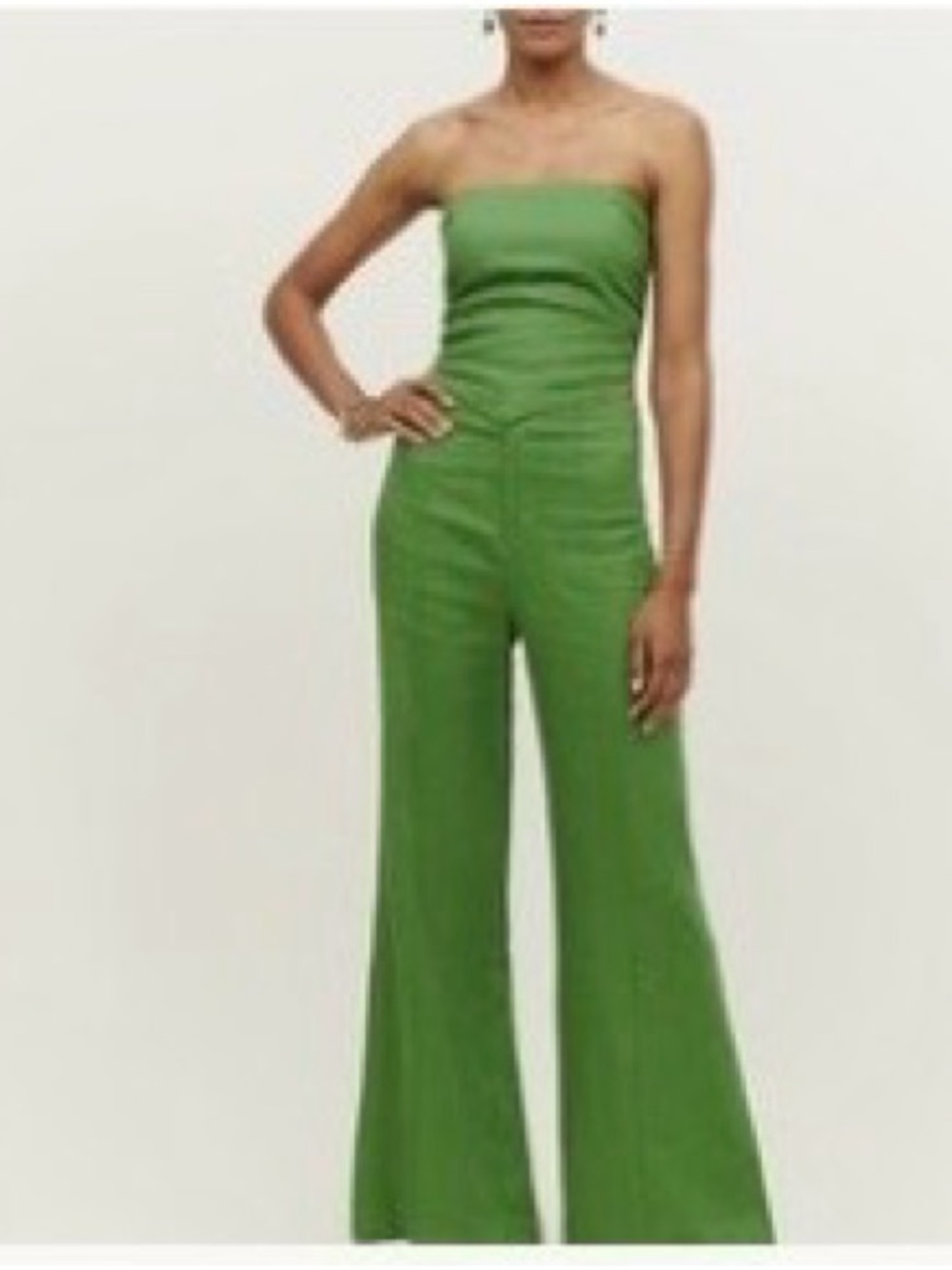 Strapless Wide-Leg Linen Coordinated Set-Pink Nude Color